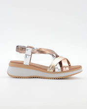 SANDALIA CUÑA MUJER TIRAS METALIZADAS PLANTA DE GEL OH MY SANDALS 5941