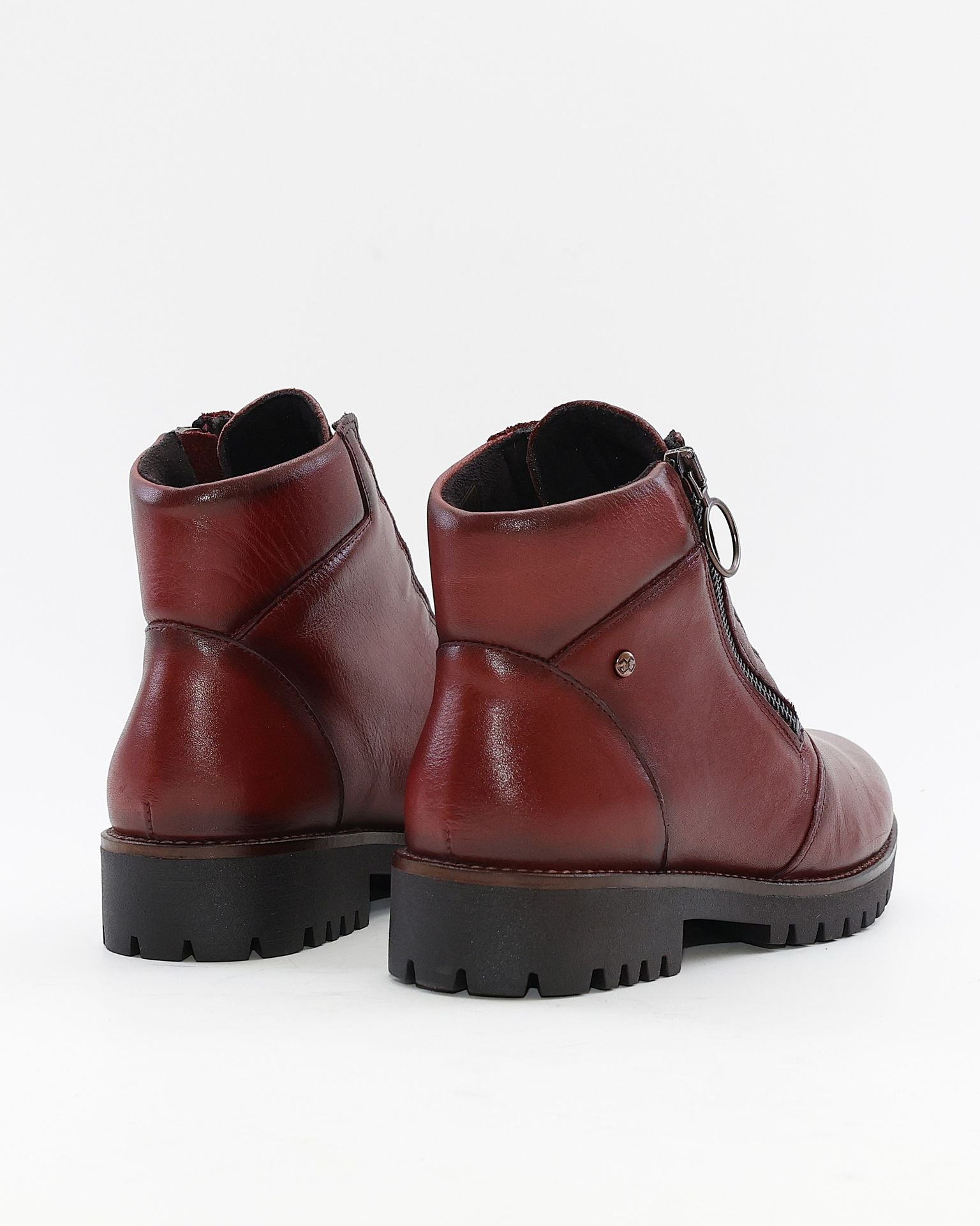 BOTA MUJER PLANA CON ELÁSTICOS Y CREMALLERA COLOR BURDEOS GIORDA 23887