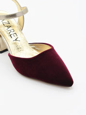ZAPATO FIESTA TERCIOPELO BURDEOS PULSERA DORADA 459K214
