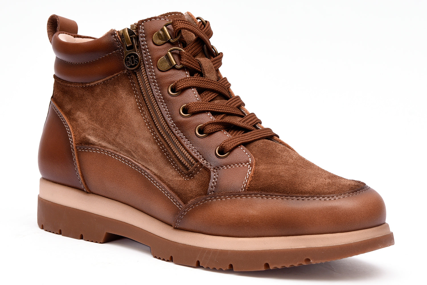 BOTIN DEPORTIVO MUJER CORDONES Y CREMALLERA CUERO L-4460
