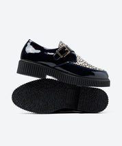 ZAPATO MUJER HEBILLA CHAROL AZUL ANIMAL PRINT LACOMBA MEDINILA