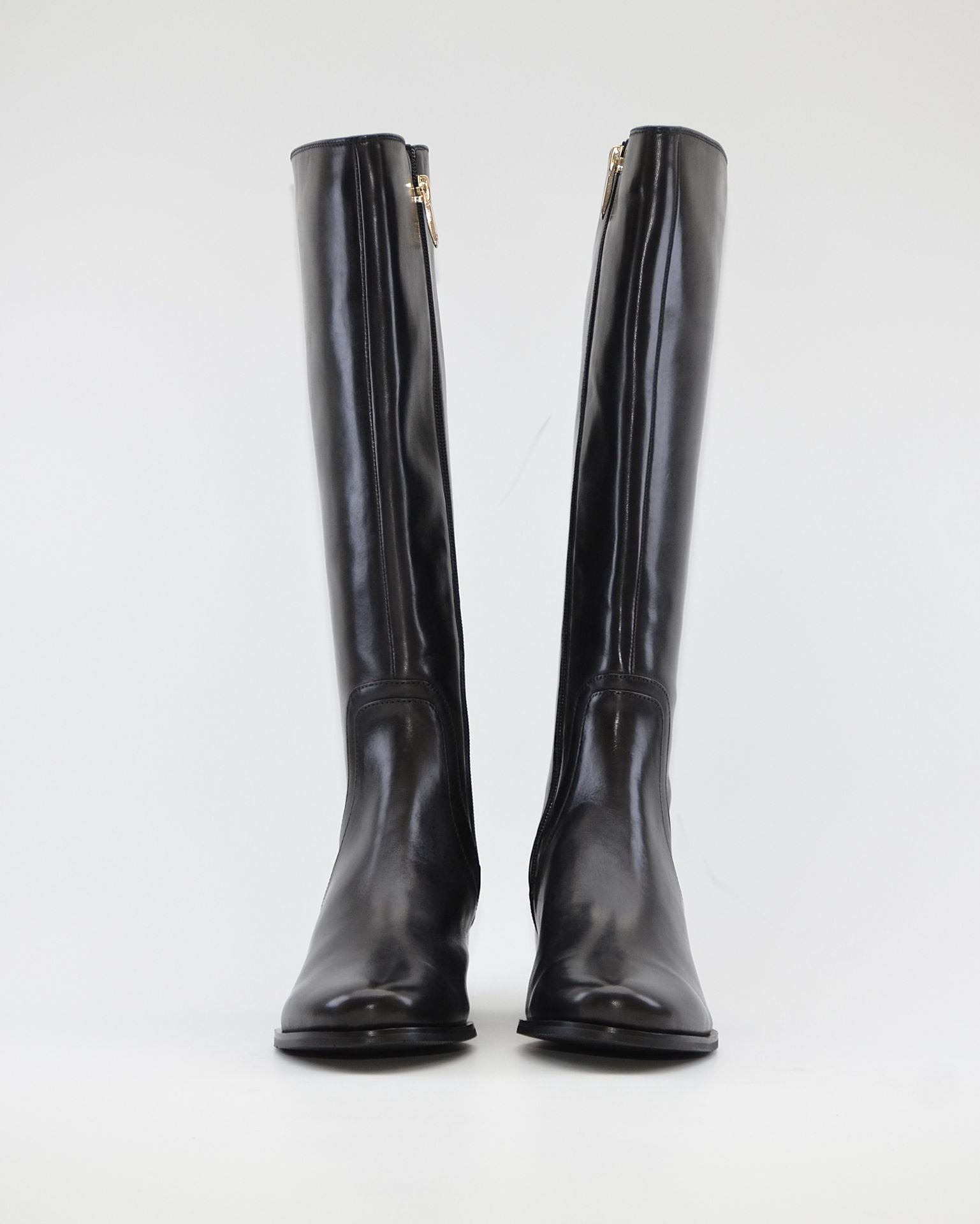 BOTA ALTA MUJER PIEL TACON BAJO COLOR NEGRO CON ELASTICO Y CREMALLERA REGARDE LE CIEL  JOLENE 22 NEGRO