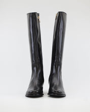 BOTA ALTA MUJER PIEL TACON BAJO COLOR NEGRO CON ELASTICO Y CREMALLERA REGARDE LE CIEL  JOLENE 22 NEGRO