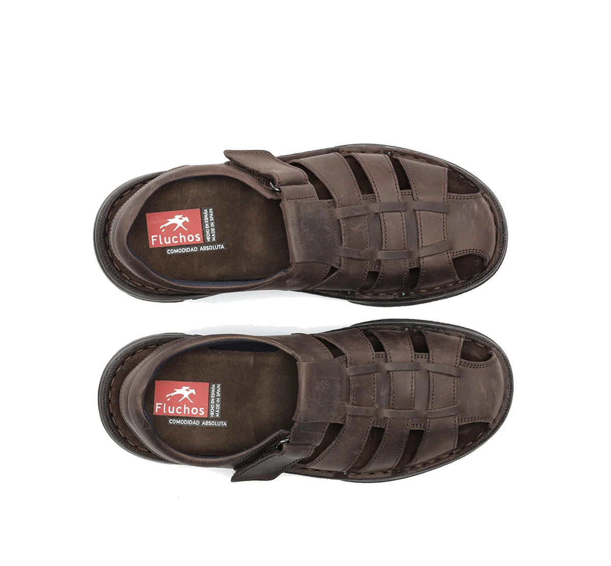 SANDALIA HOMBRE CERRADA COLOR MARRON CIERRE DE VELCRO FLUCHOS AZORES F2198