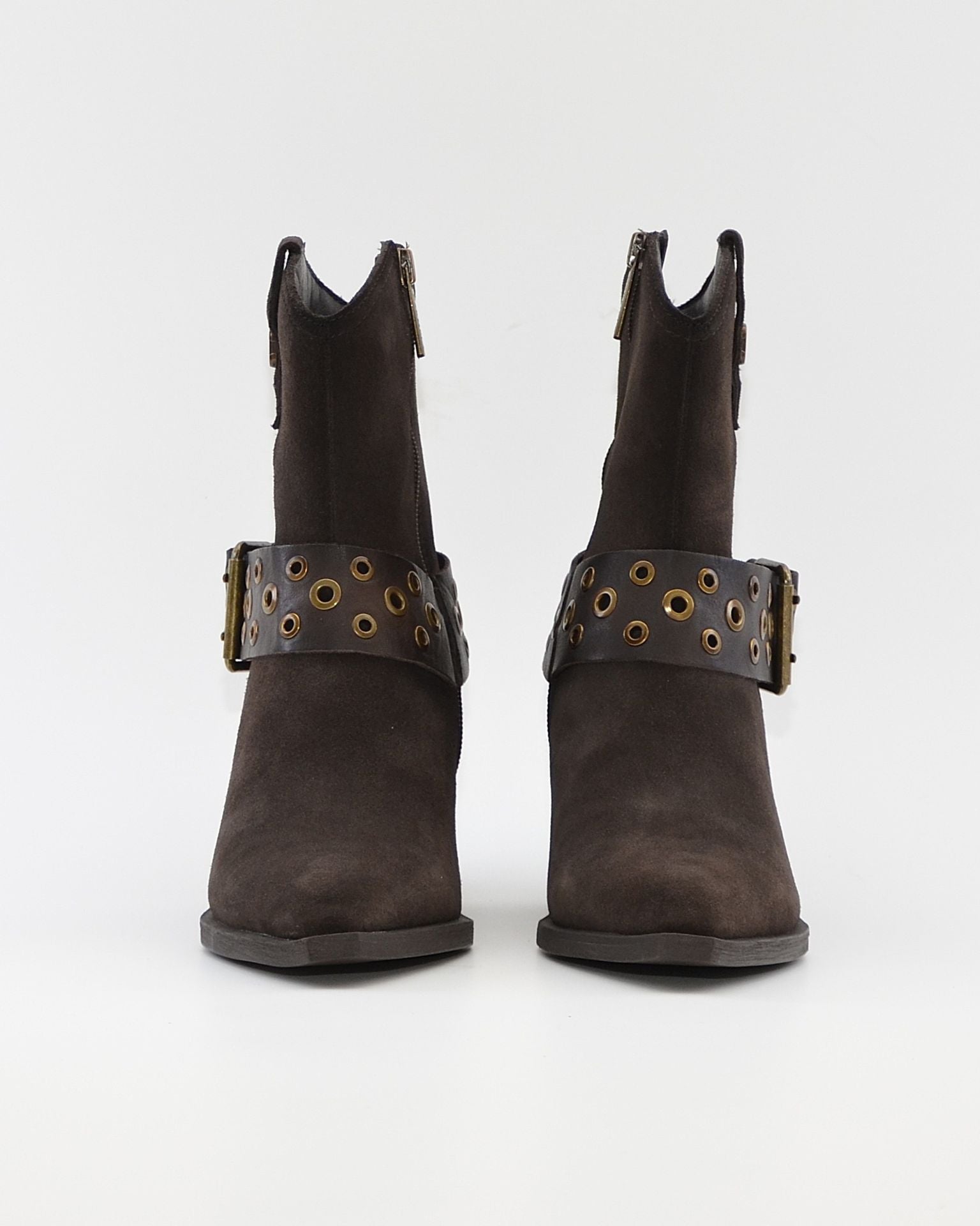 BOTÍN COWBOY MUJER MARRON CHOCOLATE HEBILLA Y TALLAS BRONCE CARMELA 164132
