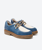 ZAPATO WALLABY SERRAJE AZUL POTRO BEIG LACOMBA IRIS