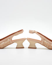ZAPATO VESTIR MUJER DESTALONADO TACON BAJO DANIELA VEGA CON REJILLA NATURAL BEIGE