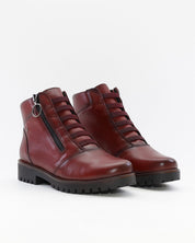 BOTA MUJER PLANA CON ELÁSTICOS Y CREMALLERA COLOR BURDEOS GIORDA 23887