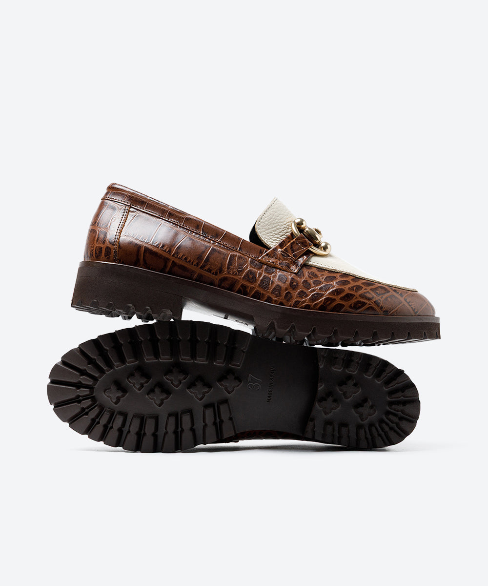 MOCASIN MUJER MARRON BEIG LACOMBA SEDUM