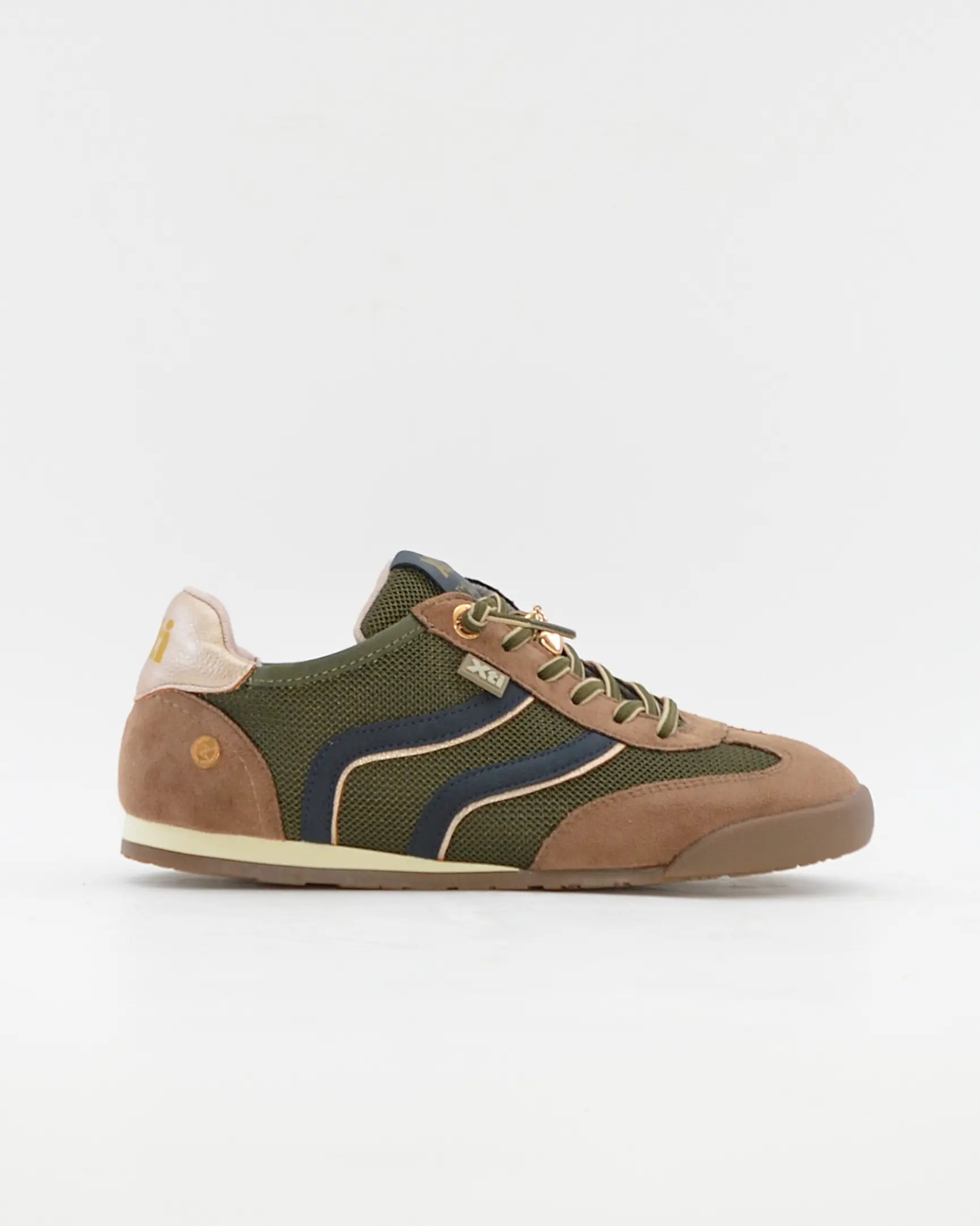 DEPORTIVO SNEAKER MUJER PLANA COLOR KAKI CUERO XTI 146156