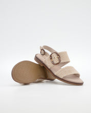 SANDALIA MUJER PLANA BEIGE CON DETALLES EN CUERDA TRENZADA CARMELA 163159