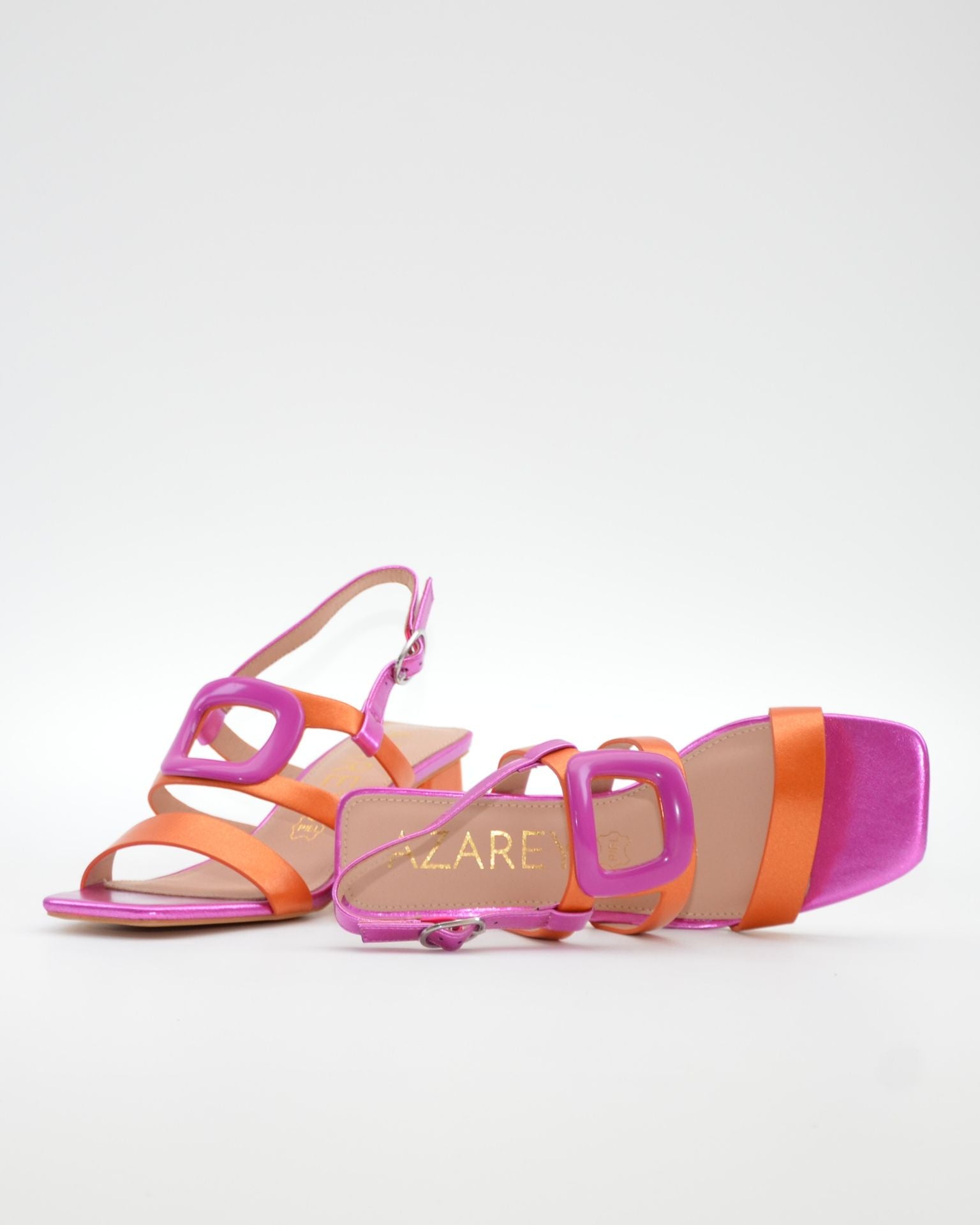 SANDALIA FIESTA MUJER CON ADORNO COLOR FUXIA Y NARANJA AZAREY 613L026