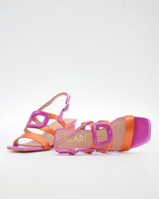 SANDALIA FIESTA MUJER CON ADORNO COLOR FUXIA Y NARANJA AZAREY 613L026