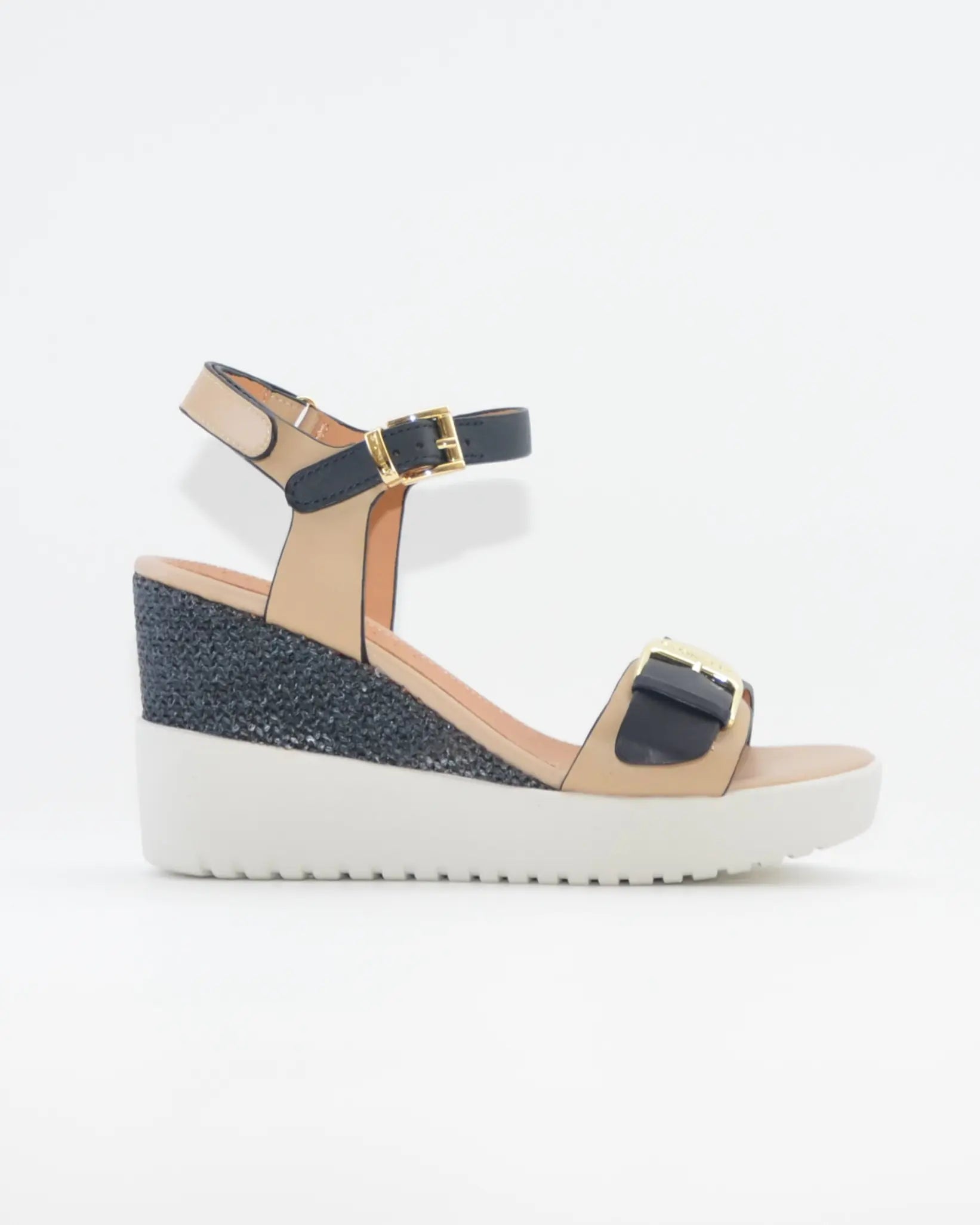 SANDALIA CUÑA MUJER STONEFLY ADORNO HEBILLA COMBI MARINO BLANCO 222301 EGC