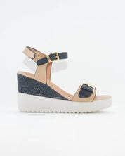 SANDALIA CUÑA MUJER STONEFLY ADORNO HEBILLA COMBI MARINO BLANCO 222301 EGC