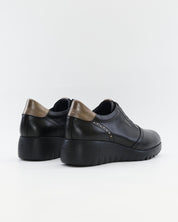 ZAPATO DE CORTE DEPORTIVO CUÑA MUJER ELÁSTICOS FLUCHOS LIVE F2096 NEGRO