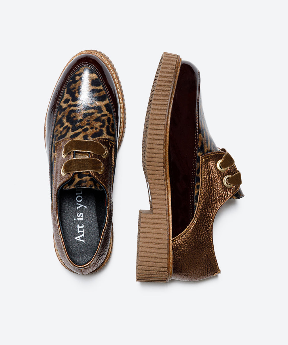 ZAPATO MUJER CORDON CHAROL MARRON ANIMAL PRINT LACOMBA ODARA