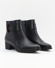BOTIN MUJER TACON BAJO COLOR NEGRO ADORNO METALICO Y CREMALLERA TREINTAS 4619