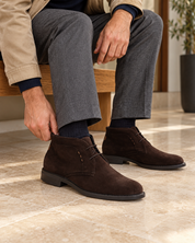 BOTINES CORDON HOMBRE FLUCHOS SERRAJE MARRON F2498 NANTES AFELPADO CAFÉ