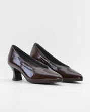 ZAPATO SALON MUJER PITILLOS CHAROL MARRÓN 11681