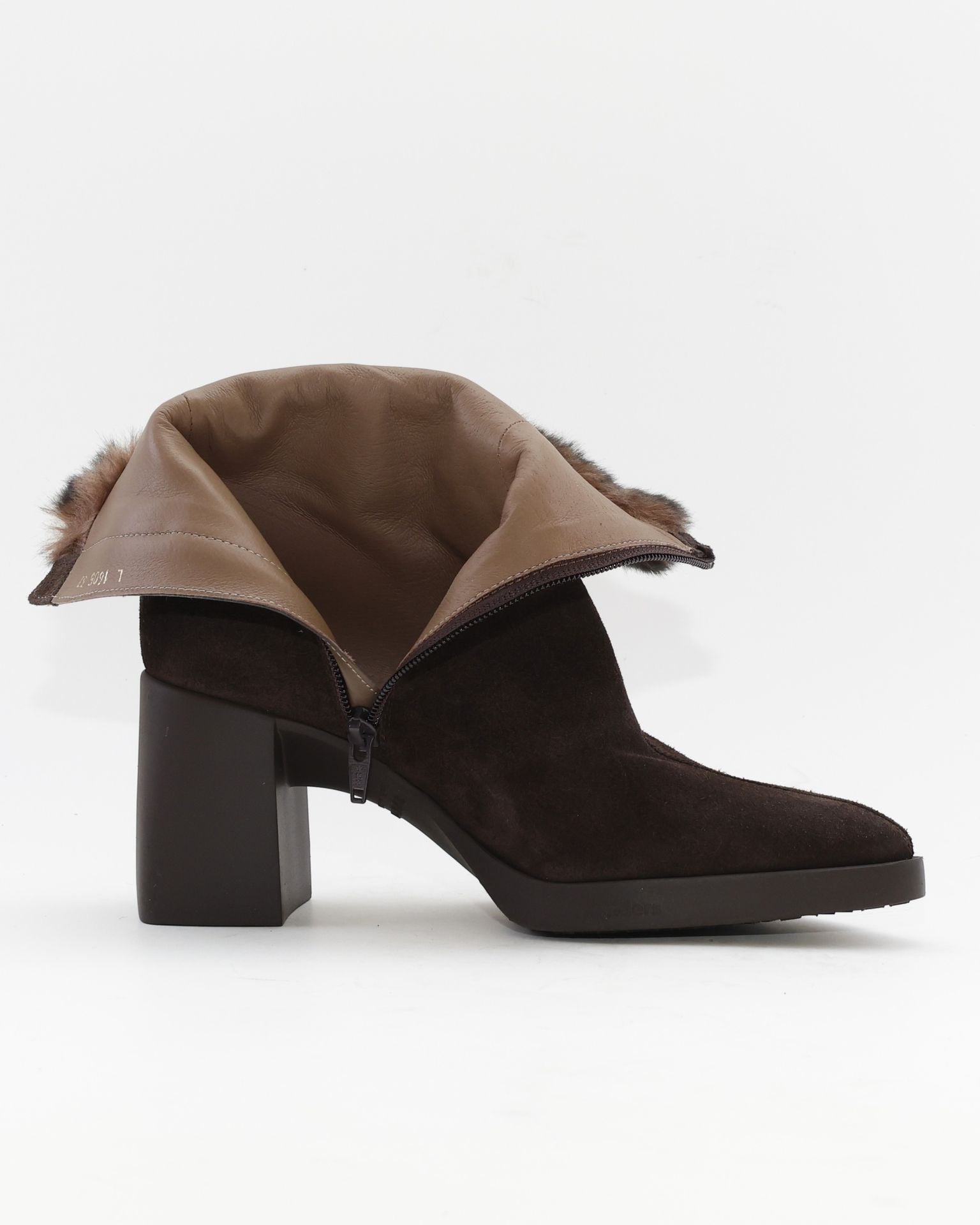 BOTIN TACON MUJER SERRAJE MARRON CHOCOLATE CON PELO WONDERS L-1605 TESTA