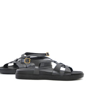 SANDALIA BIO PIEL COLOR NEGRO PLANTA FORRADA LACOMBA CROW