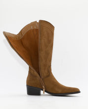 BOTA COWBOY MUJER SERRAJE CAMEL CON CREMALLERA CARMELA 164381