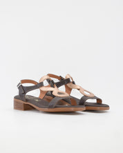 SANDALIA MUJER TACON BAJO COMBI MARRON DORADO PLANTA DE GEL OH MY SANDALS 5893