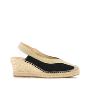 ALPARGATA DE CUÑA MUJER COLOR NEGRO ADORNO TIRA ESPIGA LINO 333016
