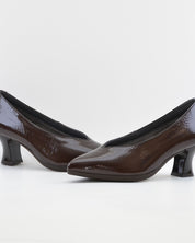 ZAPATO SALON MUJER PITILLOS CHAROL MARRÓN 11681