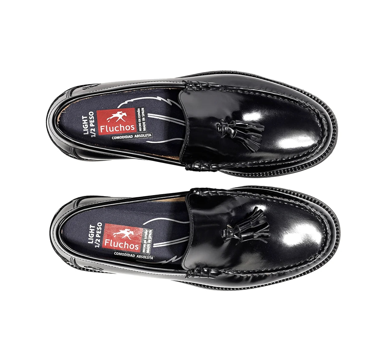 ZAPATO MOCASIN HOMBRE CON BORLAS COLOR NEGRO FLUCHOS STAMFORD F0049