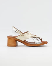 SANDALIA MUJER TACON MEDIO PLANTA DE GEL COMBI PLATA DORADO JORDANA 4235