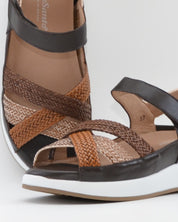 SANDALIA TRENZADA PLANTILLA EXTRAIBLE MUJER  ANCHO ESPECIAL COLOR MULTI CAOBA PIE SANTO 260425