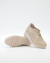 ZAPATO DE CORTE DEPORTIVO MUJER CON CUÑA Y CORDON ELASTICO TREINTAS L4569 BEIGE
