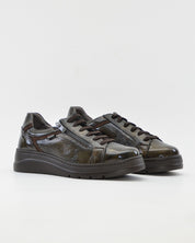 ZAPATO CASUAL MUJER PLANO FLUCHOS POMPASF1666 CHAROL OLIVA