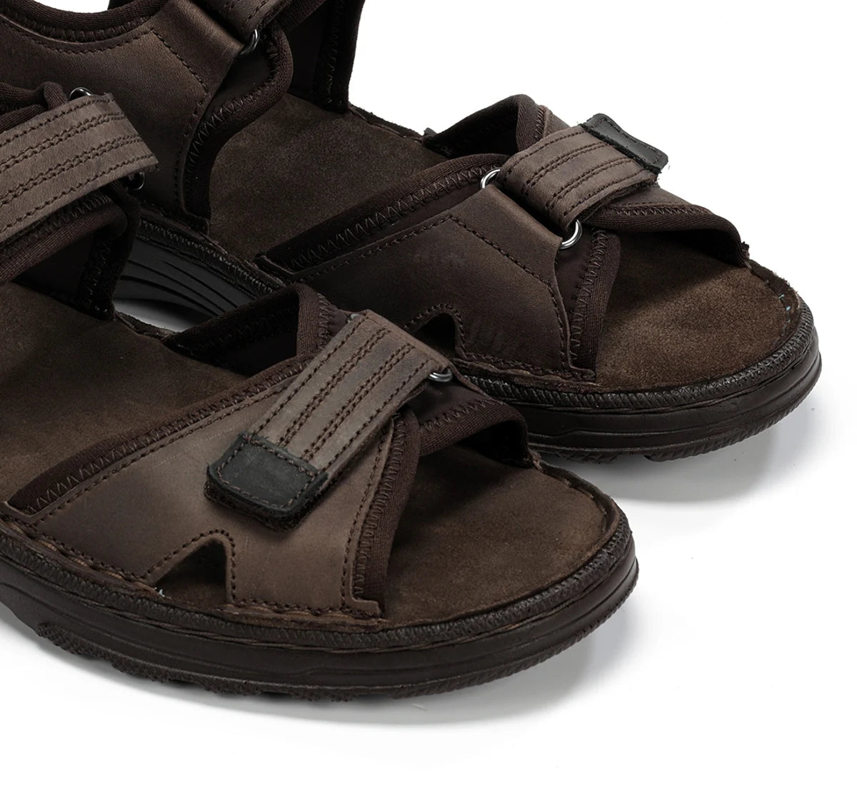 SANDALIA HOMBRE FLUCHOS PIEL MARRÓN CIERRE CON VELCRO AZORES F2197