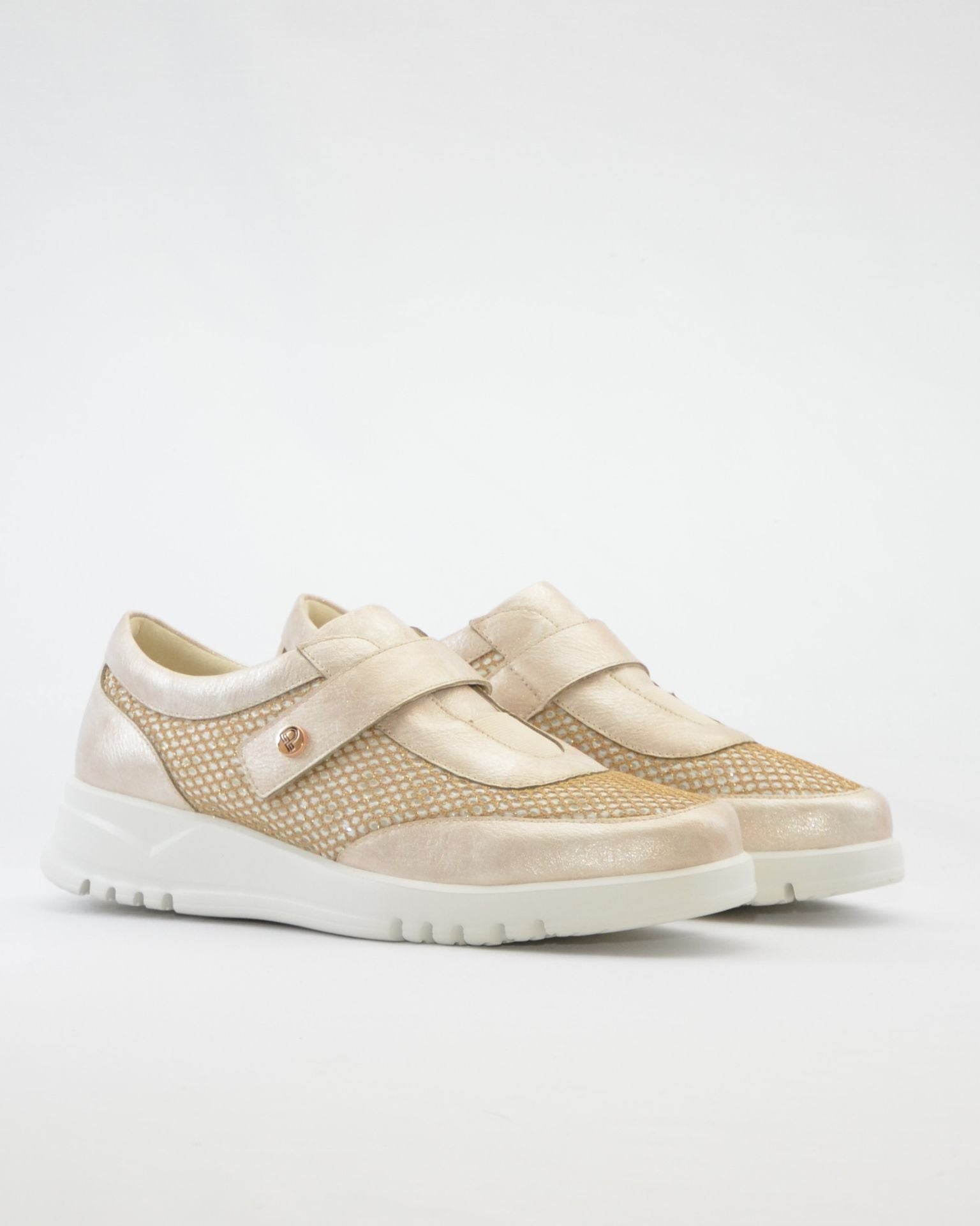 ZAPATO CASUAL MUJER CON VELCRO PITILLOS 20303 DORADO PLANTILLA EXTRAÍBLE