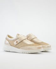ZAPATO CASUAL MUJER CON VELCRO PITILLOS 20303 DORADO PLANTILLA EXTRAÍBLE