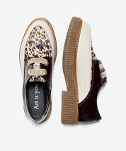 ZAPATO CORDON MUJER BEIGE CHAROL MARRON POTRO ANIMAL LACOMBA ALPINA