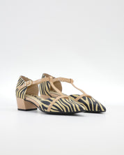ZAPATO MUJER ABIERTO EN EL LATERAL PIEL ANIMAL PRINT CEBRA LACOMBA GERANIUM