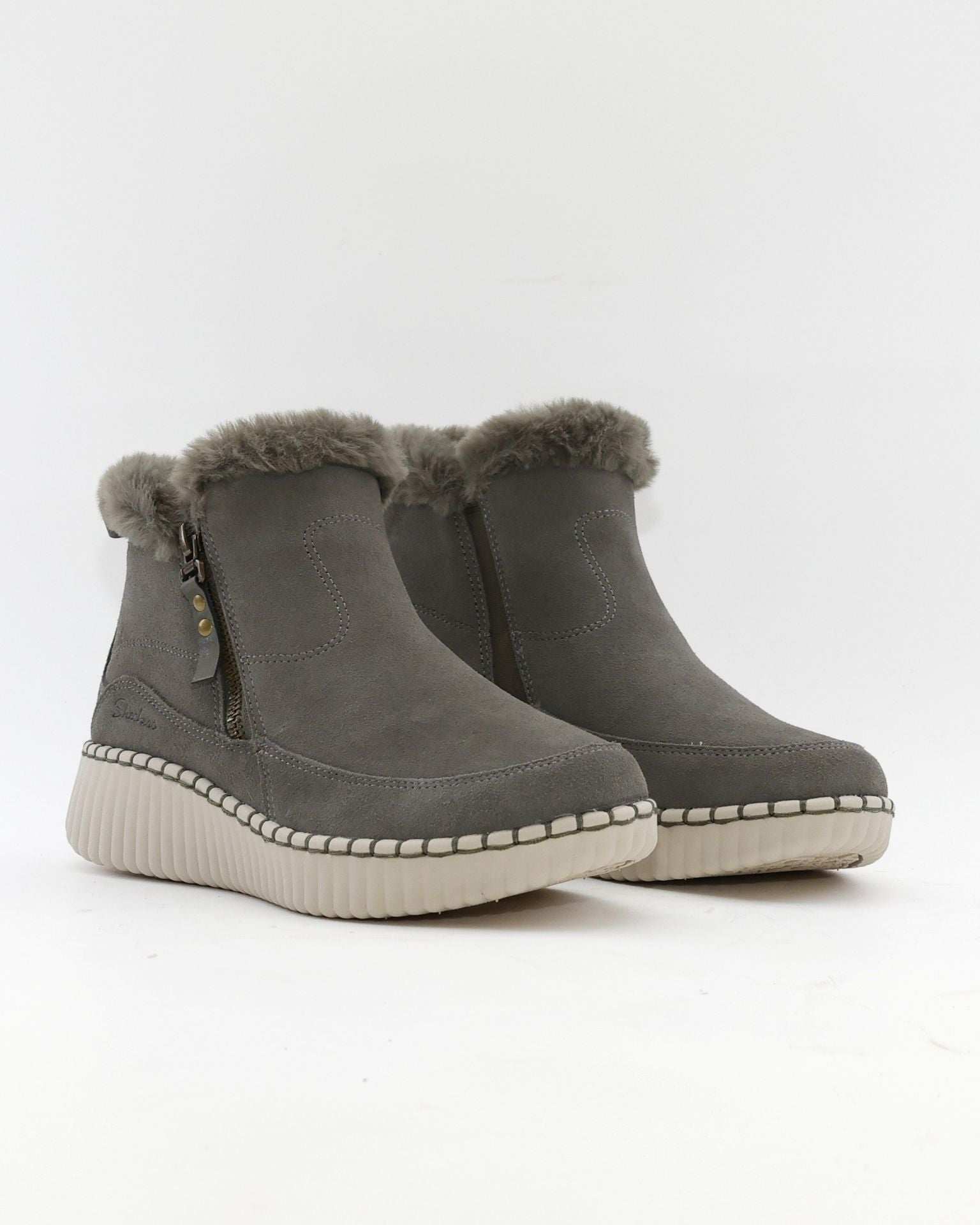 BOTIN PLANO MUJER FORRADO CON PELO SKECHERS VERDE 168108 OLV