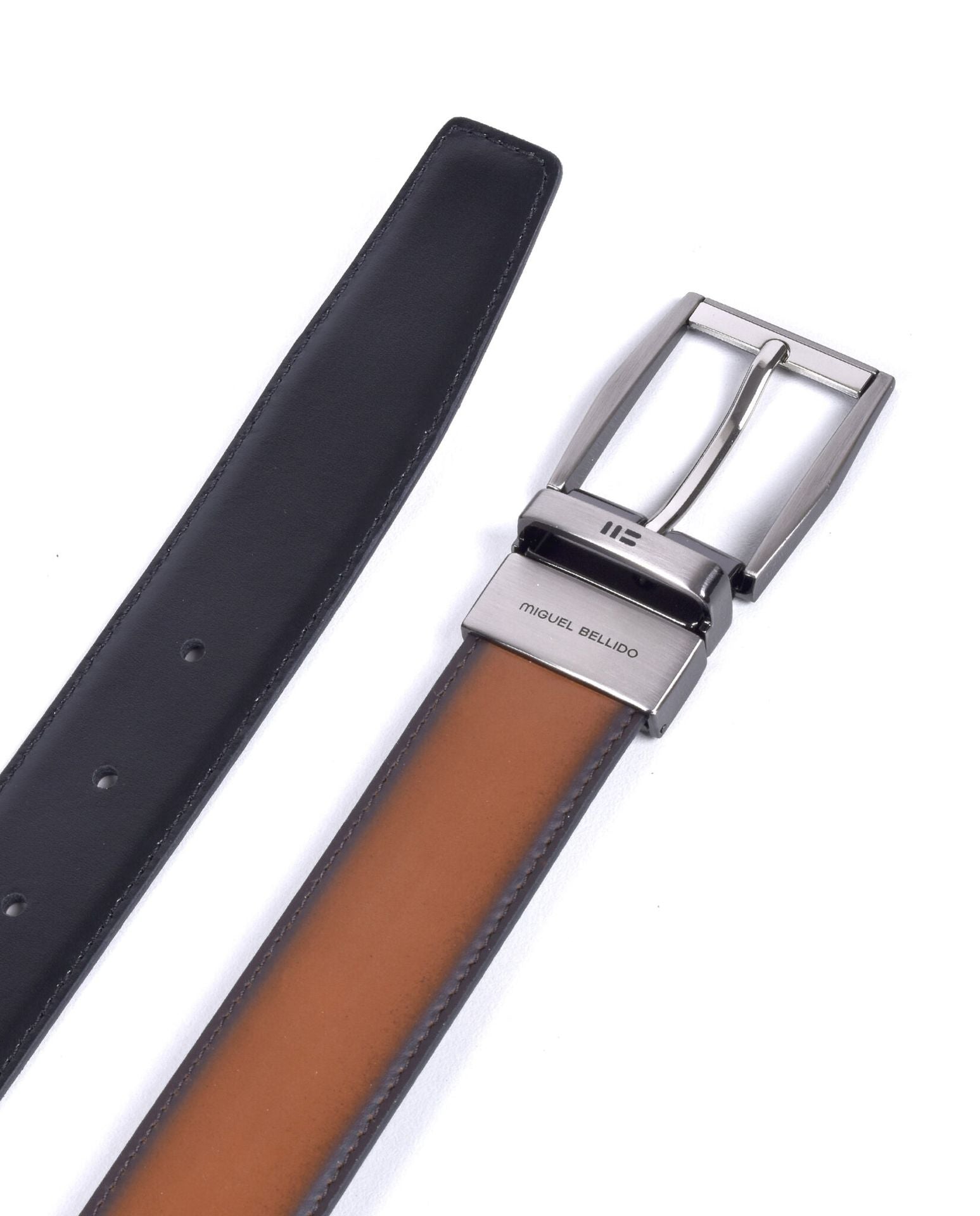 CINTURON DE PIEL REVERSIBLE NEGRO CAMEL