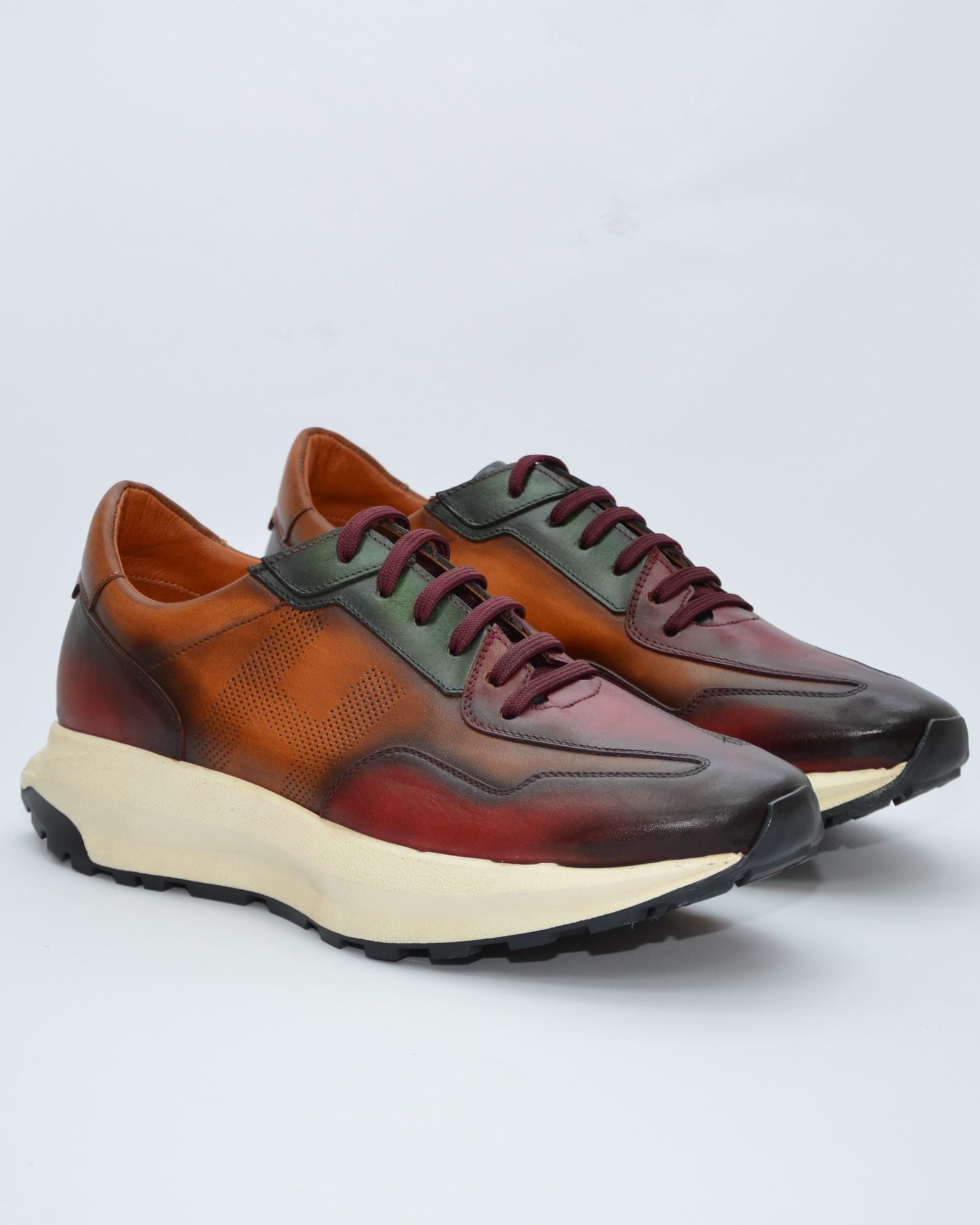 DEPORTIVO HOMBRE COMBINADO CUERO BURDEOS