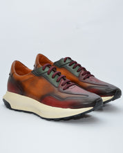 DEPORTIVO HOMBRE COMBINADO CUERO BURDEOS