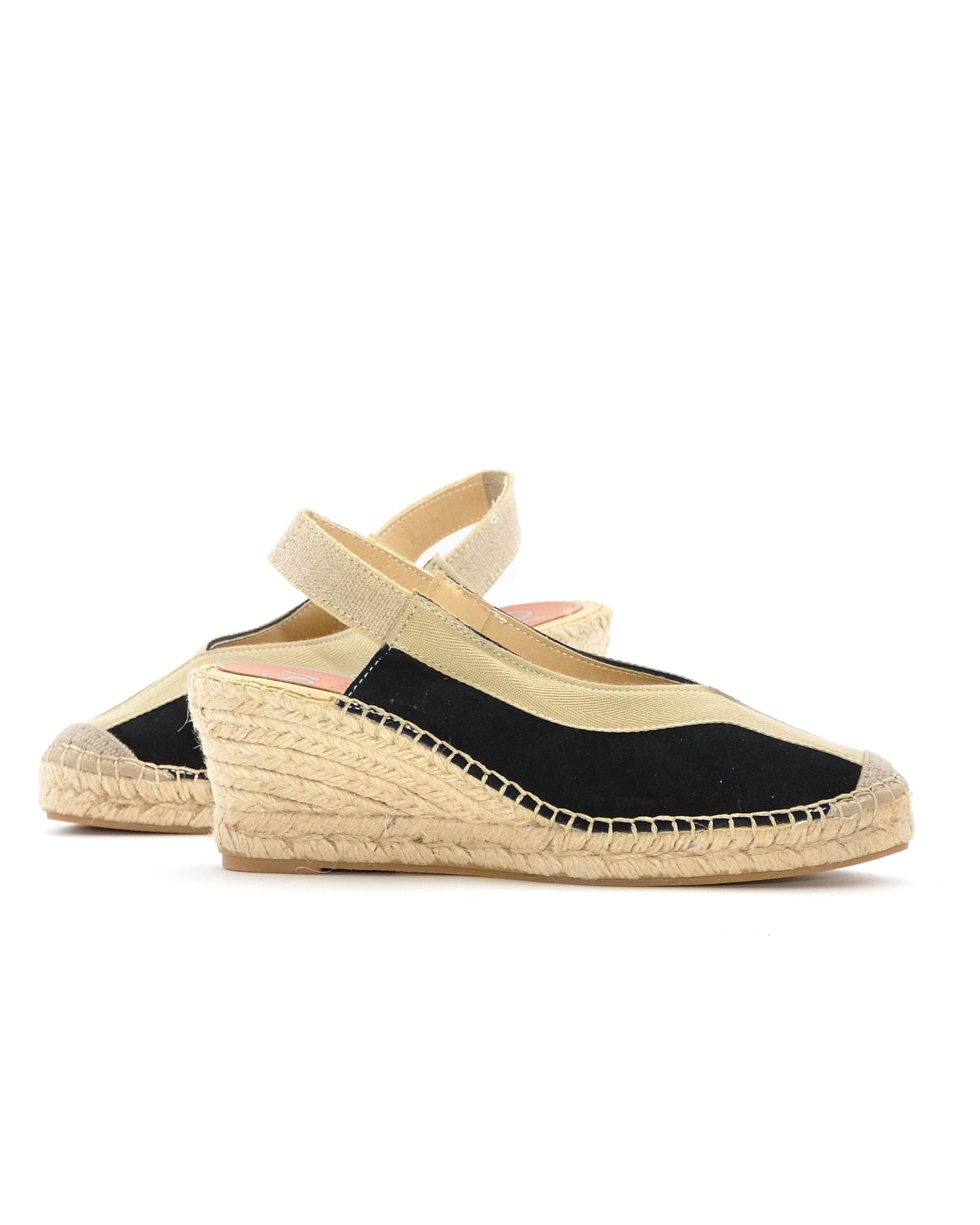 ALPARGATA DE CUÑA MUJER COLOR NEGRO ADORNO TIRA ESPIGA LINO 333016