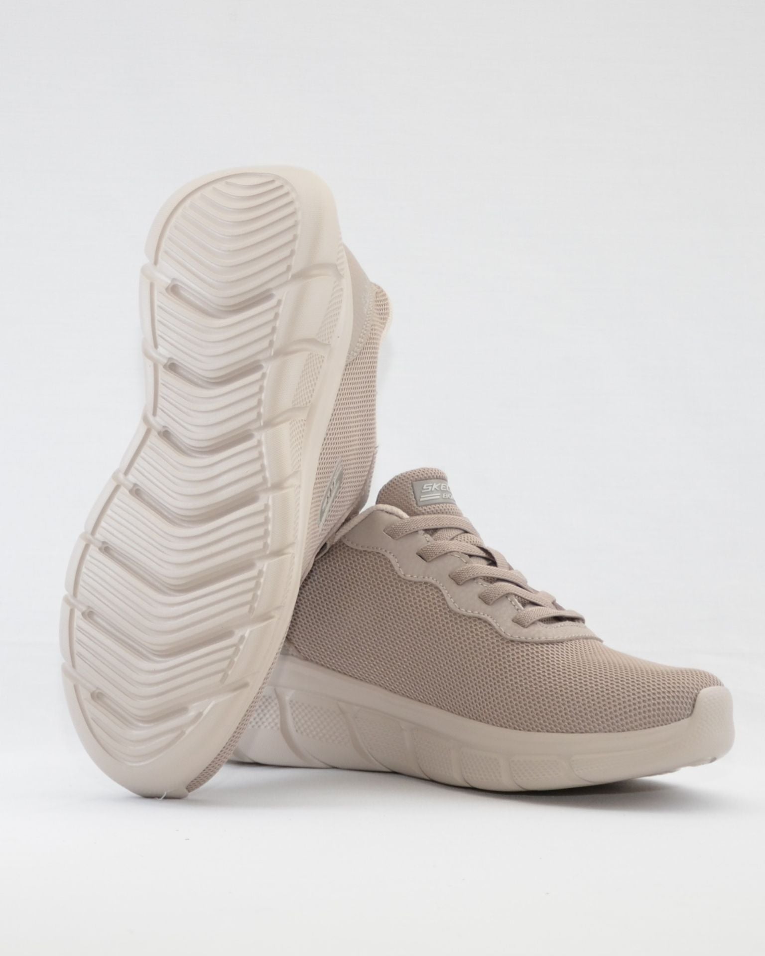 SNEAKERS MUJER SKECHERS 117324 TPE TAUPE CORDON ELÁSTICO SLIP-INS