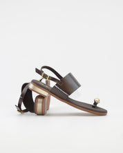 SANDALIA PLANA MUJER DEDO EN COLOR CHAROL MARRON PLANTA DE GEL OH MY SANDALS 5862