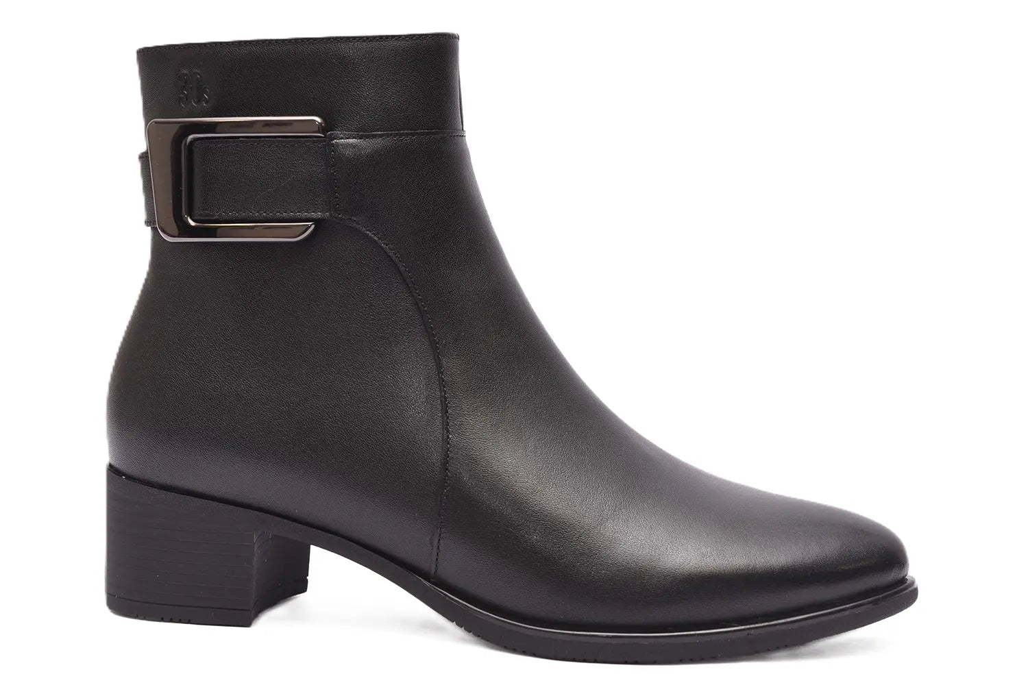 BOTIN MUJER NEGRO TACON CUADRADO Y CREMALLERA  L-4419