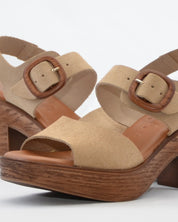 SANDALIA MUJER PLATAFORMA COLOR BEIGE CON HEBILLA KAOLA 930