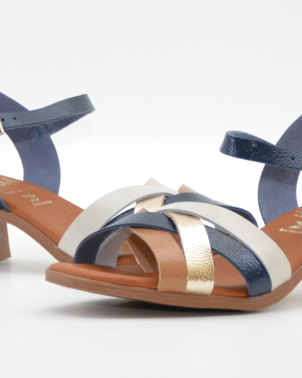 SANDALIA MUJER TIRAS CHAROL COMBI MARINO TACON PLANTA DE GEL OH MY SANDALS 6004